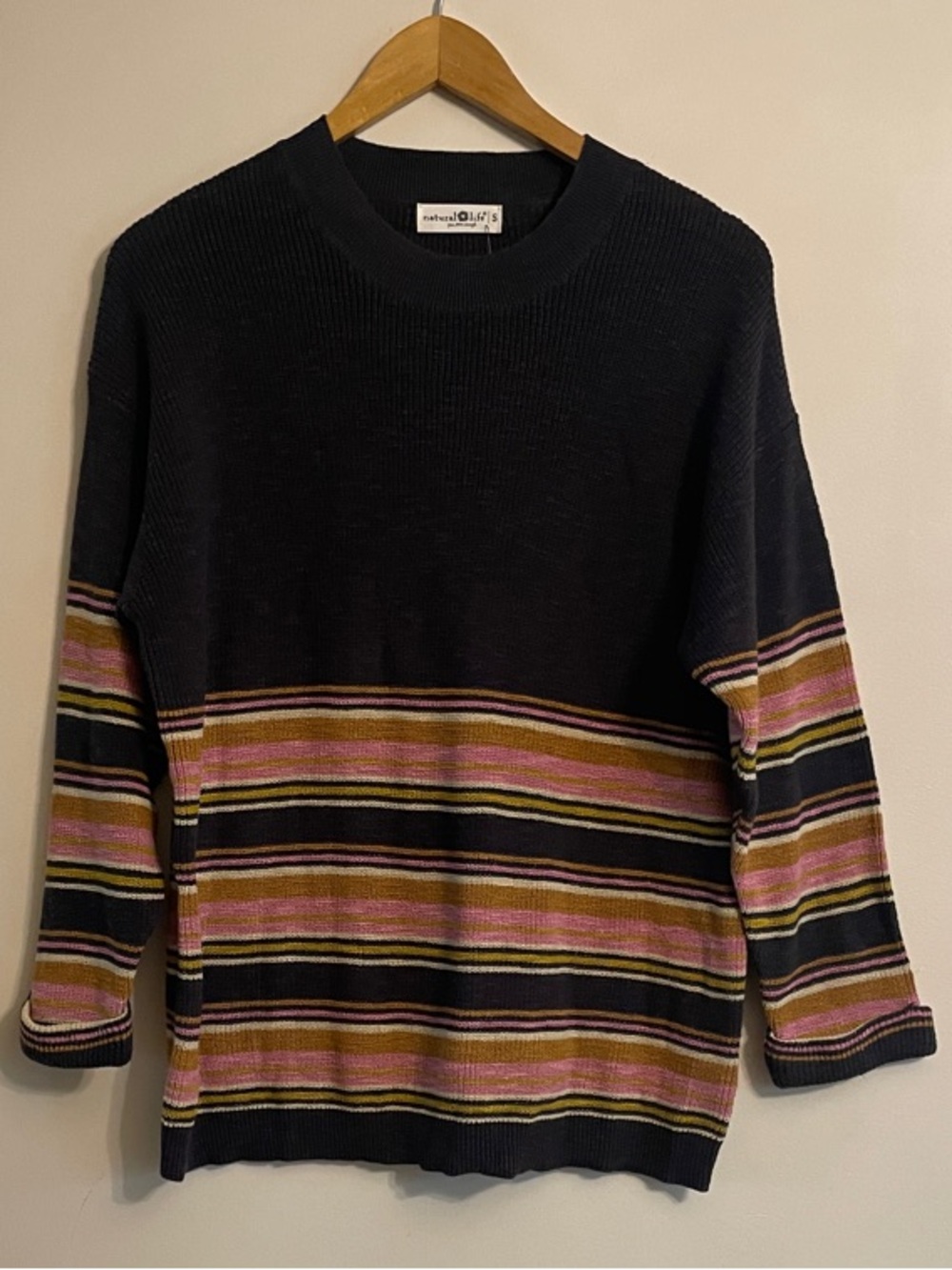 Natural Life Striped Cotton Knit Sweater Size S NWT Multicolor Pullover - Picture 2 of 9